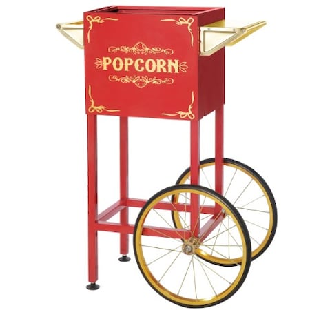 Great Northern Popcorn Popcorn Machine Cart, Replacement for 4-8 Ounce Poppers, 2 Shelves, Push Handle, Bicycle Wheels, Red 466345LPV